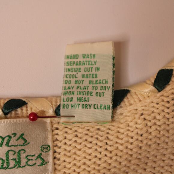 Cotton Knit Short Sleeve Scoop Neck Top Ribbon & Pearl Floral Embroidered sz M - Picture 10 of 11